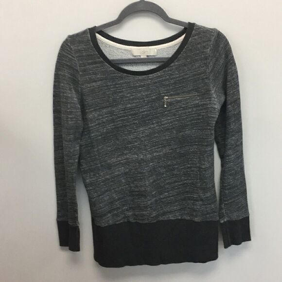 Ann Taylor Loft | Marled Gray Pullover Sweatshirt - Picture 1 of 7